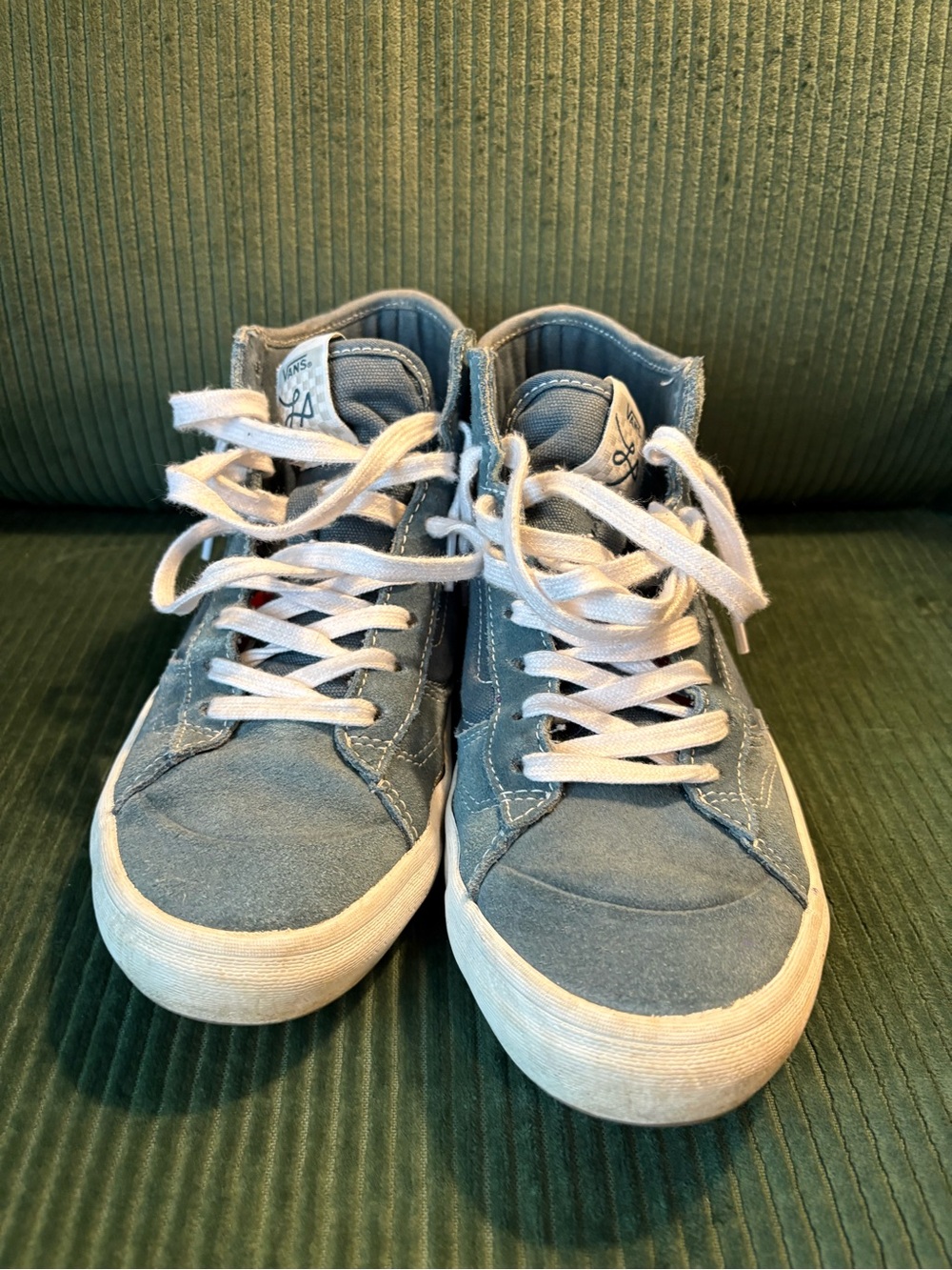 Vans Womens High-Top Sneakers in Blue and White